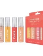 LOVING JOY Set 4 lubrifianți pe bază de apă Flavoured diverse arome hidratant fără zahăr compatibil cu jucării intime și prezervative 4 x 30 ml