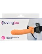 LOVING JOY Strap On LOVINGJOY - Vibrating Hollow extensie de penis cu vibratie 20 cm culoarea pielii