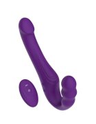 LOVING JOY Vibrator dublu MINA Echo Remote strap-on fără ham control prin telecomandă 10 funcții de vibrație 24 cm mov
