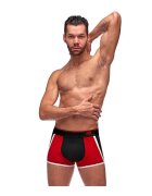 Male Power Chilot sexy bărbați Retro Sport din bumbac design cu dungi subțiri albe mărime L negru cu roșu