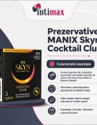 MANIX Prezervative Skyn Cocktail Club aromate fără latex ultra-subțiri și rezistente diametru 53 mm 3 bucăți