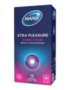 MANIX Prezervative Xtra Pleasure - Double Extase din latex texturate și lubrifiate diametru 52 mm aromă de vanilie 12 buc