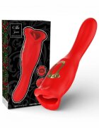 MIA Vibrator Siena Triple Pleasure 10 funcții de vibrație și stimulare clitoridiană design în formă de gură rezistent la apă roșu