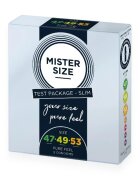Mister Size Set 3 prezervative Test Set lubrifiate din latex diametru 47/49/53 mm