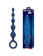 MR PLAY Rozariu anal MR. PLAY 5 Beads Anal cu bile de dimensiuni progresive și inel de extracție lungime 20.4 cm culoare albastru