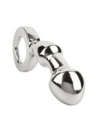 MR. STEEL Plug anal Drang Fun Plug cu inel pentru extracție din oțel inoxidabil lungime 13 cm argintiu