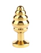 MR. STEEL Plug anal Twister Butt Plug Small din oțel inoxidabil cu striații și bază cu cristal lungime 5.7 cm (mic) auriu
