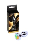 MYLOVE Dop anal Butt Plug Disco Flashlight bază cu lumină LED multicoloră din oțel inoxidabil lungime totală 7 cm diametru 2.7 cm argintiu (mic)
