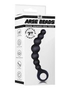 NMC Bile anale Arse Beads 7" design curbat cu inel de extracție lungime 17.8 cm din silicon negru (635861)