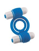 NMC Inel vibrator pentru penis Clitoral Mass cu 2 vibratoare bullet pentru stimularea clitorisului albastru cu alb