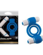 NMC Inel vibrator pentru penis Clitoral Mass cu 2 vibratoare bullet pentru stimularea clitorisului albastru cu alb