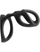 NsNovelties Inel dublu pentru penis Renegade lungime 10.9 cm diametru 5.1 cm din silicon culoare negru