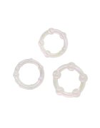 NsNovelties Set 3 inele pentru penis Fantasia din material flexibil diametre progresive 2 - 2.3 cm alb transparent