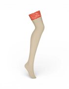 Obsessive Dresuri sexy pentru portjartier cu benzi din dantelă roșie culoarea pielii mărime L/XL (model 838-STO-3)