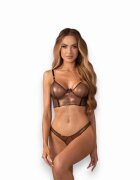 Obsessive Lenjerie sexy 2 piese Soranna top + tanga crotchless din plasă transparent reflexe aurii mărime L/XL
