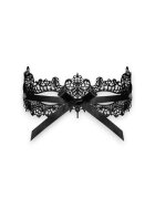 Obsessive Mască pentru jocuri erotice din dantelă cu panglică fină din saten culoare negru mărime universală (model A701)