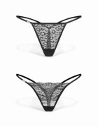Obsessive Set 2 chiloți tanga Clara model dantelă și animal print culoare negru mărime S/M