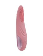 OHH! DELUXE Vibrator Ainol texturat pentru stimulare suplimentară 7 funcții de vibrație rezistent la apă din silicon 25 cm roz
