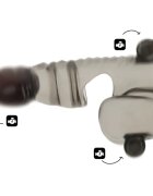 OHMAMA! Manșon pentru penis OHMAMA Penis and Testicle Sheath pentru îngroșare și stimulare 3 vibratoare bullet incluse 14 cm gri