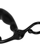 OHMAMA! Plug anal OHMAMA cu inel pentru extractie design ergonomic si silicon moale lungime inserabila 11.5cm negru