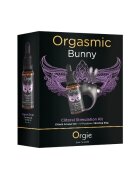 Orgie Set Orgasmic Bunny gel intim Orgasm Drops cu efect de răcire și încălzire + inel pentru penis cu 10 funcții de vibrație (mov)