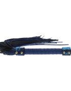Ouch! Bici Flogger - Florence Collection pentru jocuri erotice BDSM cu design de piele de șarpe culoare albastru