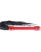 Ouch! Bici Flogger - Milan Collection pentru jocuri erotice BDSM din piele îmbinată culoare roșu cu negru
