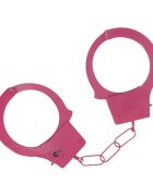 Ouch! Cătușe Classic Metal Handcuffs Pink pentru jocuri erotice BDSM cu buton de eliberare rapidă mărime reglabilă roz