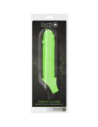 Ouch! Manșon realist pentru penis Glow In The Dark Penis Sleeve 6.3” cu inel pentru testicule 15.5 cm verde fosforescent