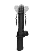 Ouch! Vibrator Handheld Vibrating and Thrusting Dildo design realist cu mâner funcții de penetrare automată și vibrație negru