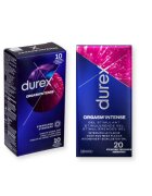  Pachet pentru cupluri: Gel intim Durex Orgasm Intense 10 ml + Prezervative cu striații Durex Intense 56 mm 10 buc