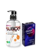  Pachet pentru cupluri: Lubrifiant anal pe bază de apă LUBIDO 250 ml + Prezervative DUREX Intense 10 buc