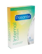 PASANTE Prezervative pentru femei Internal Condom fără latex lubrifiate și transparente 3 bucăți