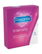 PASANTE Prezervative Ribs & Dots Intensity texturate cu puncte și striații diametru 52 mm 3 bucăți