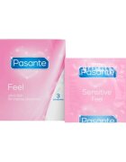 PASANTE Prezervative Sensitive Feel din latex ultra-subțiri și rezistente diametru 52 mm 3 bucăți