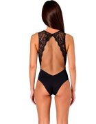 Passion Lenjerie sexy teddy Evalie body erotic mulat cu dantelă și spatele gol mărime S/M culoare negru