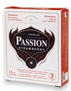 Passion Prezervative Strawberry din latex natural lubrifiate și rezistente diametru 52 mm cu aromă de căpșuni 3 buc