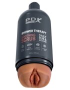 PDX Masturbator PLUS+ Discreet Stroker Soothing Scrub în formă de gel de duș simulare vaginală realistă maro