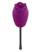 Playboy Vibrator dublu Petal în formă de trandafir cu 9 funcții de simulare sex oral 9 funcții de vibrație mov cu negru