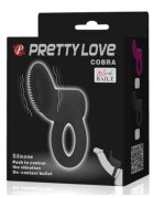 PRETTYLOVE Inel vibrator pentru penis - COBRA VIBRATOR pentru imbunatatirea performantelor sexuale si stimularea clitorisului din silicon negru