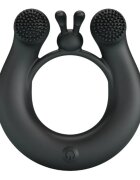 PRETTYLOVE Inel vibrator pentru penis DAHLIA din silicon moale cu 12 funcții de vibrație culoare negru