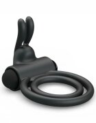 PRETTYLOVE Inel vibrator pentru penis Osmond cu vibrații puternice din silicon moale culoare negru