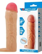 PRETTYLOVE Manșon Hani pentru extensia și îngroșarea penisului cu inel pentru testicule +5 cm în lungime culoarea pielii