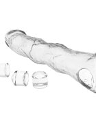 PRETTYLOVE Manșon modular Extension Penis Sleeve pentru extensia penisului cu 3 lungimi ajustabile lungime maximă 28 cm transparent