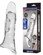 PRETTYLOVE Manșon Penis Sleeve pentru extensia și îngroșarea penisului inel pentru testicule +4 cm în lungime transparent