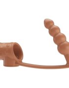 PRETTYLOVE Manșon pentru penis cu plug anal Rilley Penis Sleeve din TPE rezistent la apă culoarea pielii