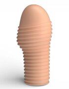 PRETTYLOVE Manșon pentru penis Hoytt pentru îngroșare și stimulare intensă texturat cu striații culoarea pielii 9 cm