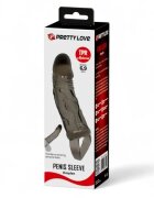 PRETTYLOVE Manșon realist pentru penis Brayden pentru extensie și îngroșare lungime 13.5cm negru transparent