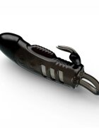 PRETTYLOVE Manșon vibrator Sloane Rabbit cu mini vibrator pentru extensia și îngroșarea penisului inel pentru testicule negru 18.7 cm