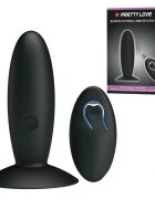 PRETTYLOVE Plug anal electric cu telecomanda din silicon cu 12 functii de vibrare negru